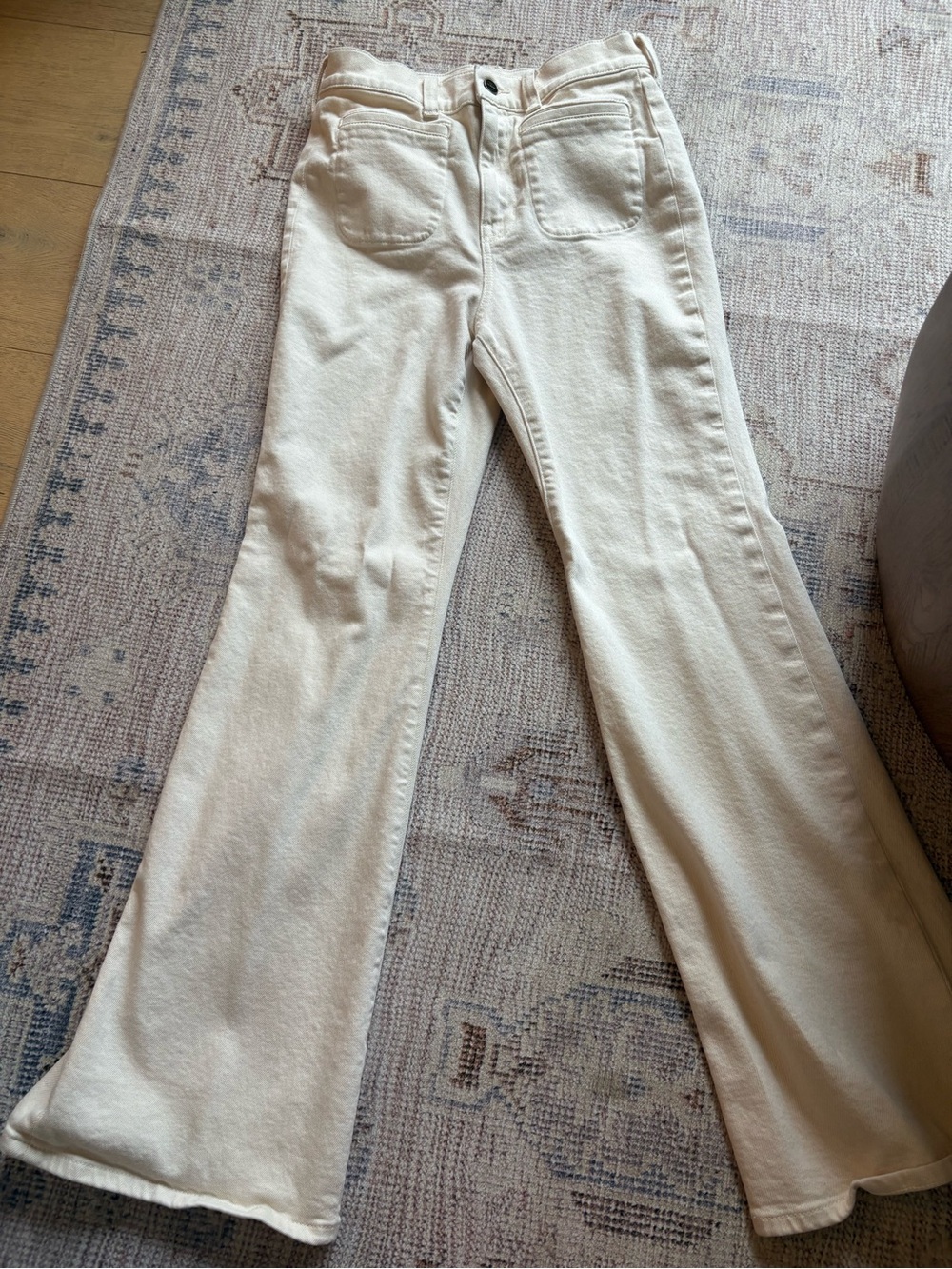 Ivory Flared High-Rise Jeans